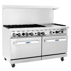Atosa AGR-6B24GR 60" Gas 6-Burner Range with 24" Right Griddle Top - 294,000 BTU