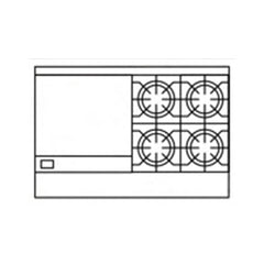 American Range AR-24G-4B 48" Natural Gas 4-Burner Restaurant Range with 2 Standard Ovens & 24" Left Griddle Plate - 222,000 BTU
