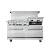 Atosa AGR-6B-24RGB 60" 6-Burner Range with 24" Raised Griddle / Broiler Top - 324,000 BTU