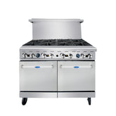 Atosa AGR-8B 48" Gas 8-Burner Range with 2 Standard Ovens - 256,000 BTU
