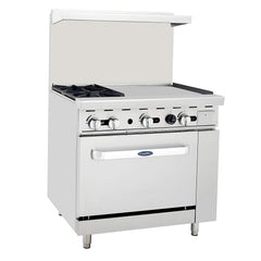 Atosa AGR-2B24GR 36" 2-Burner Range with 24" Right Hand Griddle Top