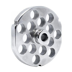 #32 Stainless Steel Machine Plate with Hub, Triple Notch, and Flat Sides - 3-15/16" Diameter, 5/8" Hole Size - 11162