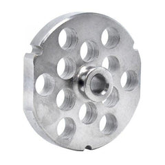 #32 Stainless Steel Machine Plate with Hub and Triple Notch - 3-15/16" Diameter, 3/32" Hole Size - 23552