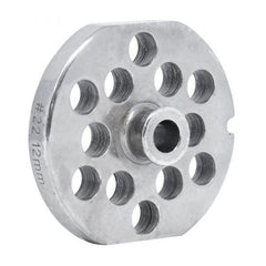 #22 Stainless Steel Machine Plate with Hub, Single Notch, and Flat Sides - 3-1/4" Diameter, 1/2" Hole Size - 40308