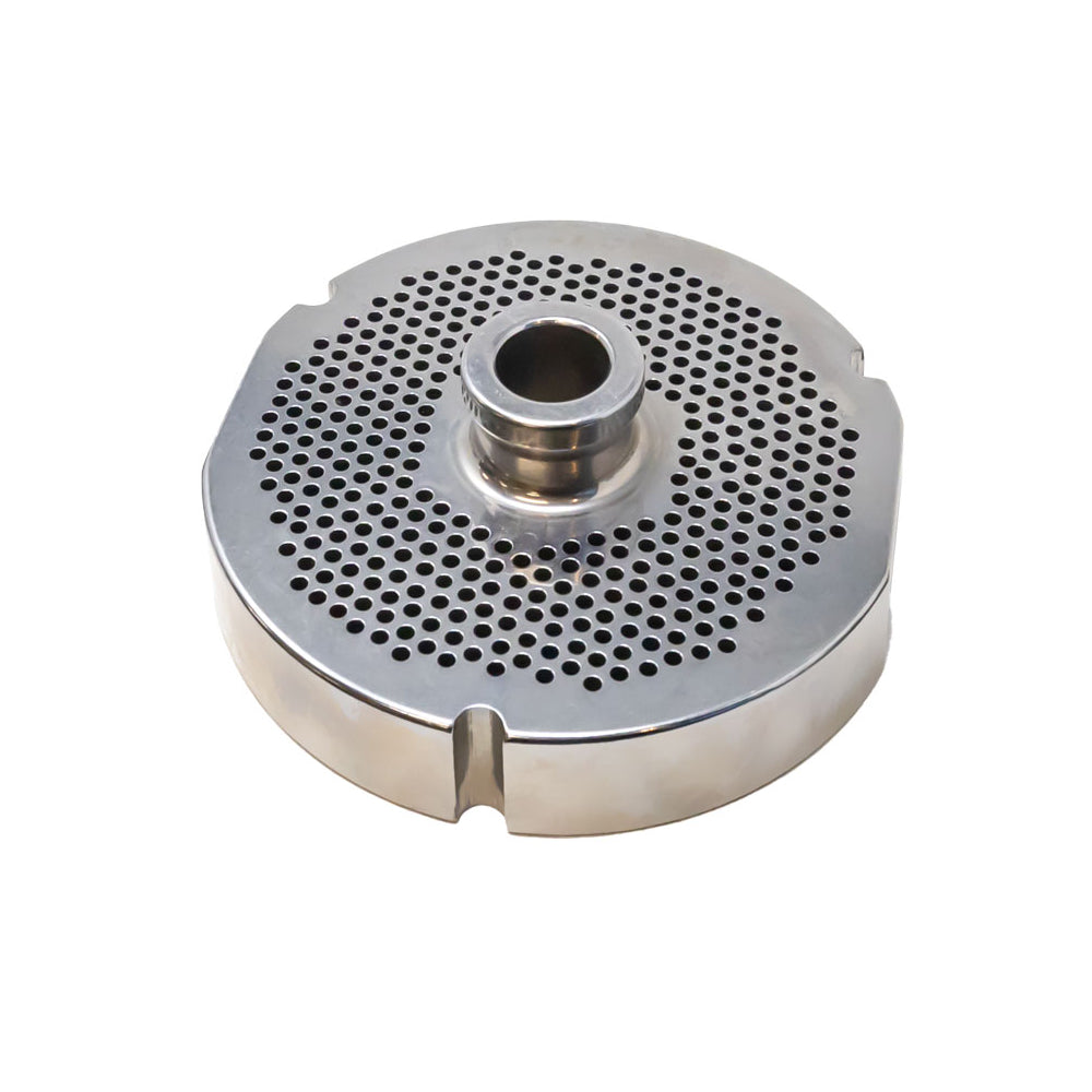 #52 Stainless Steel Machine Plate with Hub, Triple Notch, and Flat Sides - 5-1/8" Diameter, 1/8" Hole Size - 11171