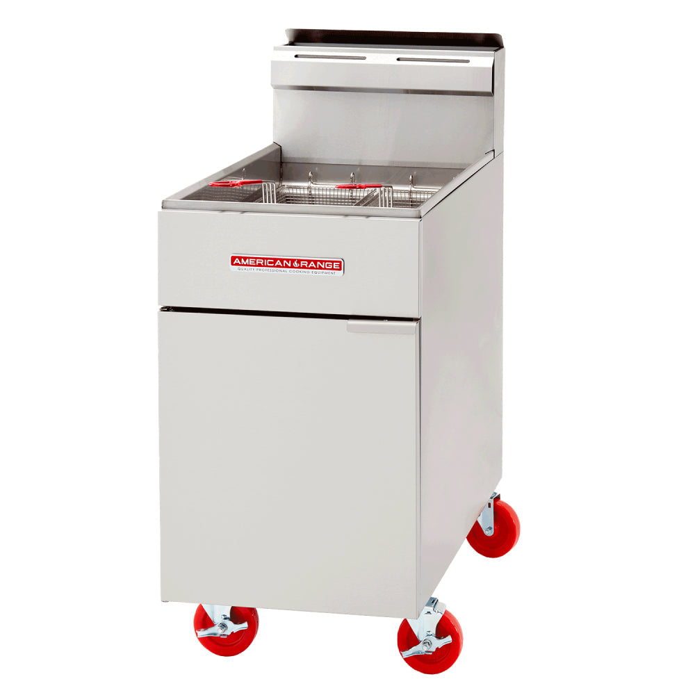 American Range AF-75 75 Lbs. Natural Gas Commercial Floor Deep Fryer - 160,000 BTU
