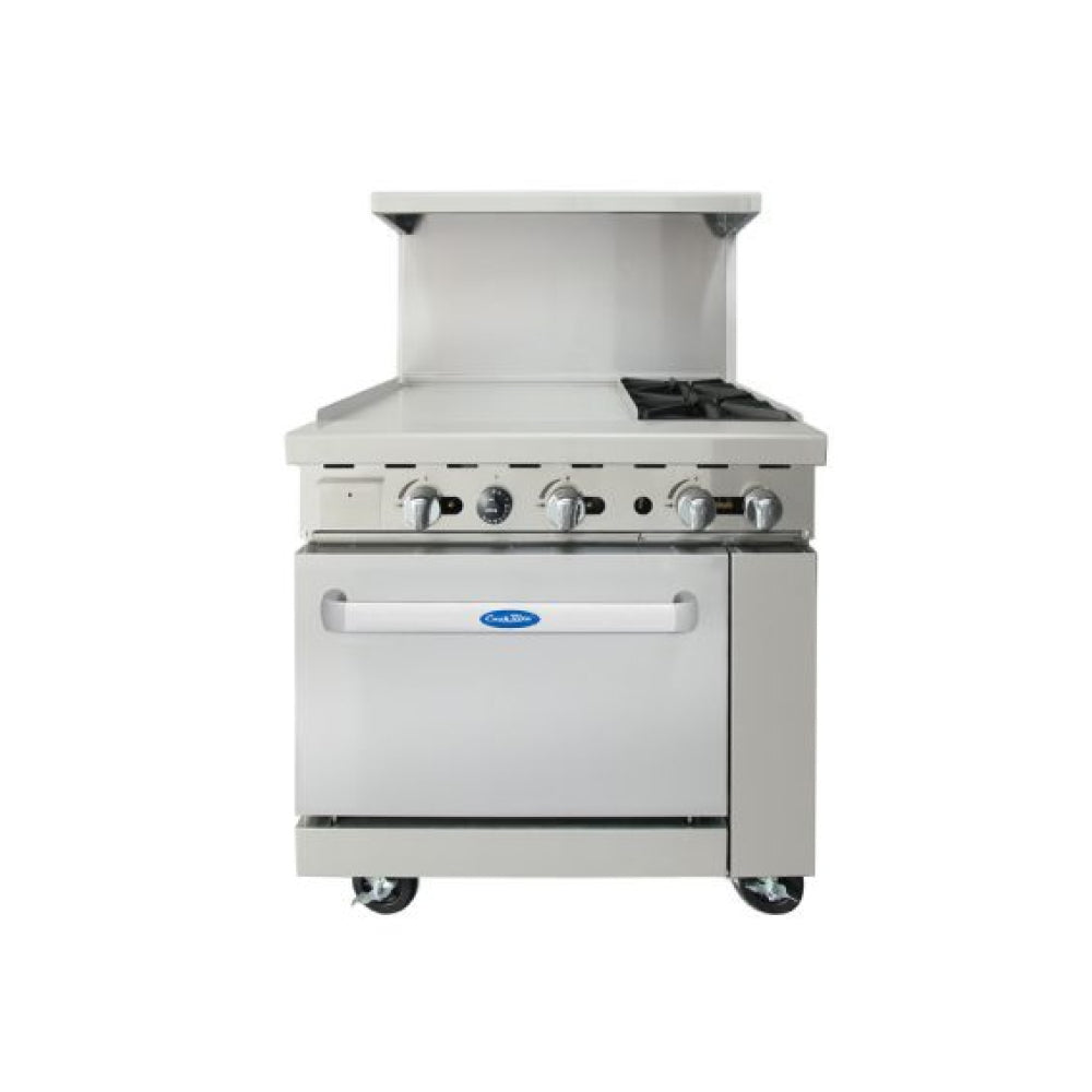 Atosa AGR-2B24GL 36" 2-Burner Range with 24" Left Hand Griddle Top