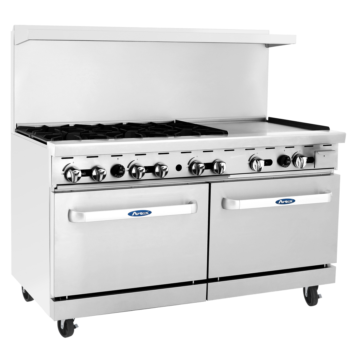 Atosa AGR-6B24GR 60" Gas 6-Burner Range with 24" Right Griddle Top - 294,000 BTU