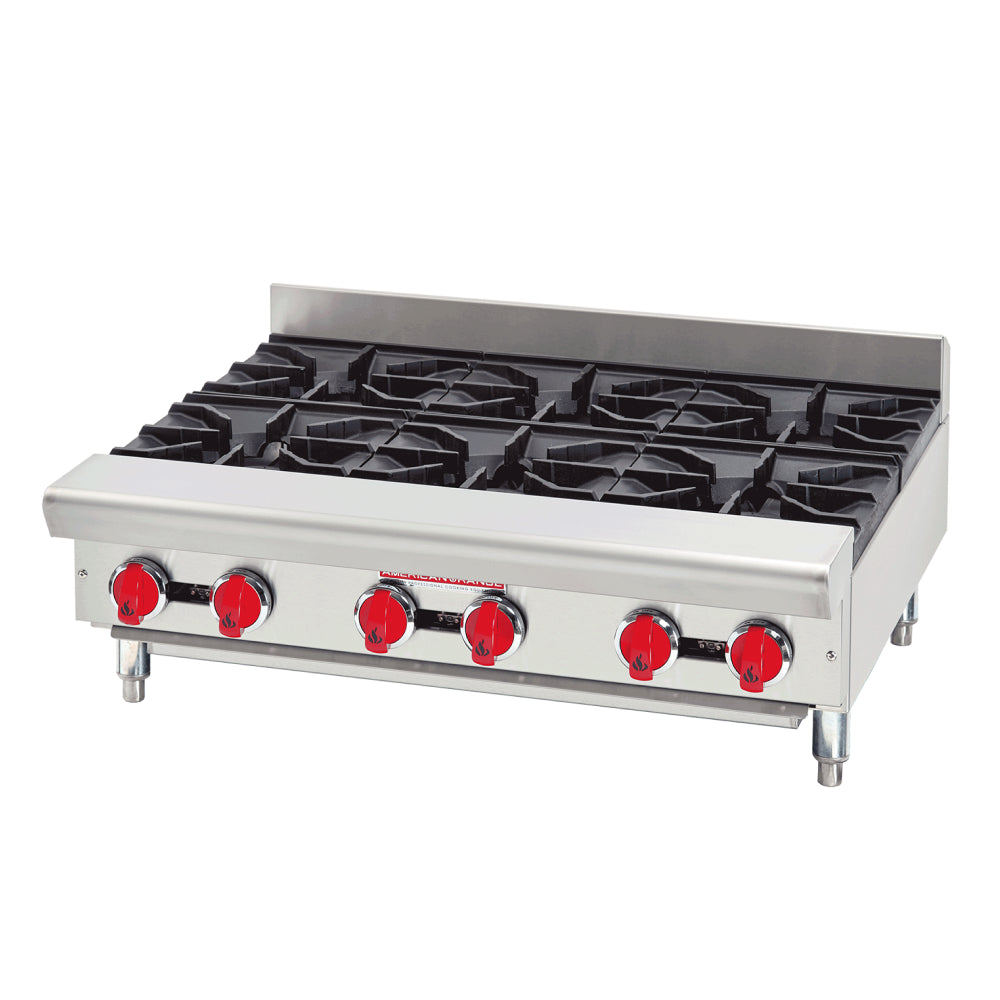 American Range ARSHP-36-6 36" Natural Gas 6-Burner Countertop Hot Plate - 192,000 BTU