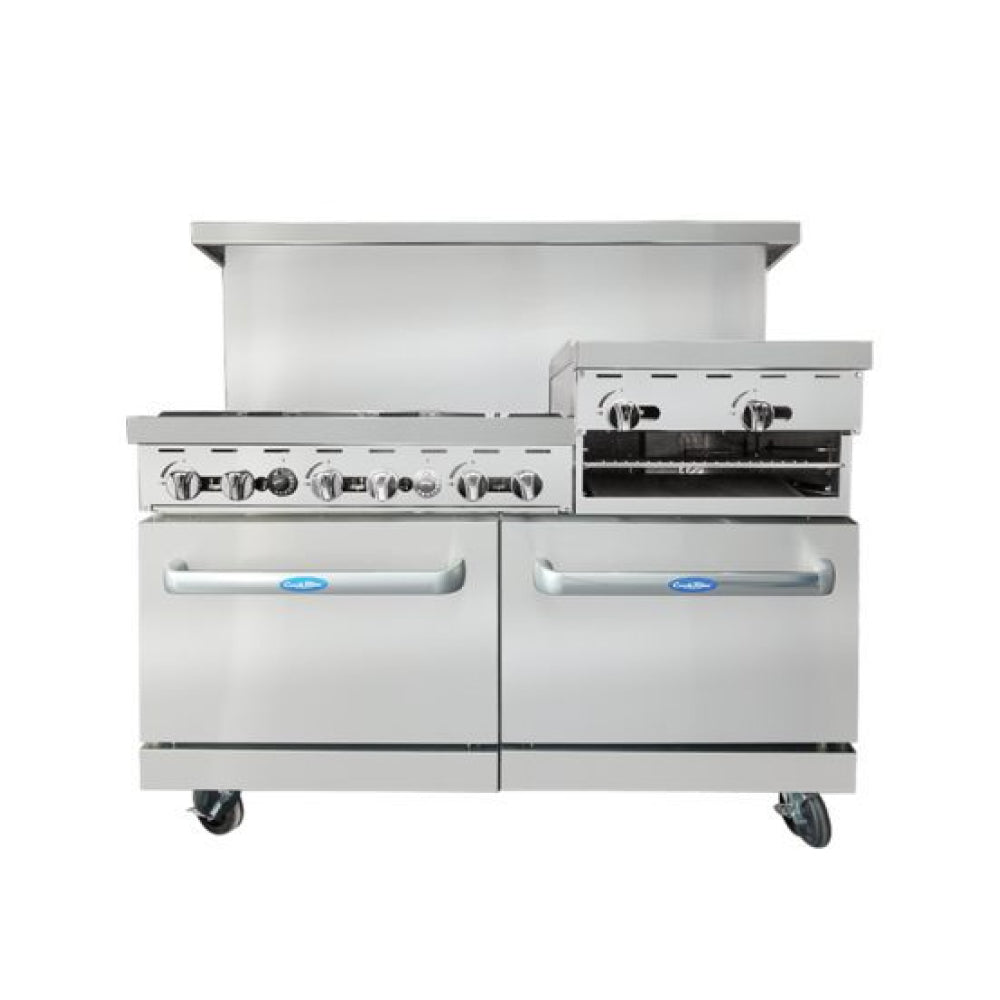 Atosa AGR-6B-24RGB 60" 6-Burner Range with 24" Raised Griddle / Broiler Top - 324,000 BTU