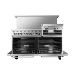Atosa AGR-6B-24RGB 60" 6-Burner Range with 24" Raised Griddle / Broiler Top - 324,000 BTU