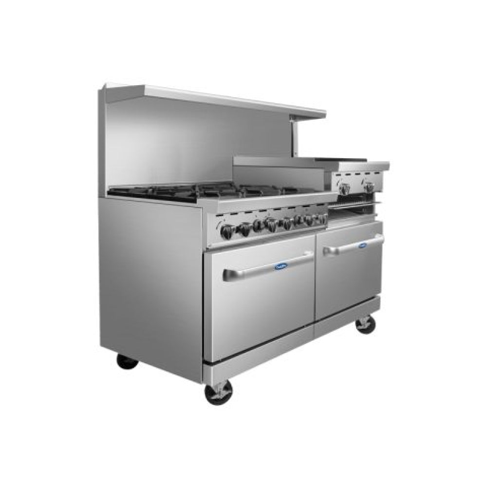 Atosa AGR-6B-24RGB 60" 6-Burner Range with 24" Raised Griddle / Broiler Top - 324,000 BTU