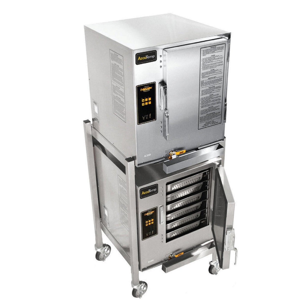 AccuTemp E62083E100DBL Double-Stacked 12 Pan Freestanding Electric Evolution  Convection Steamer  -  208V
