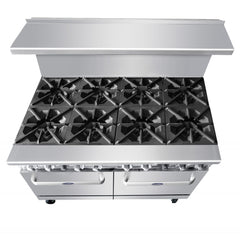 Atosa AGR-8B 48" Gas 8-Burner Range with 2 Standard Ovens - 256,000 BTU