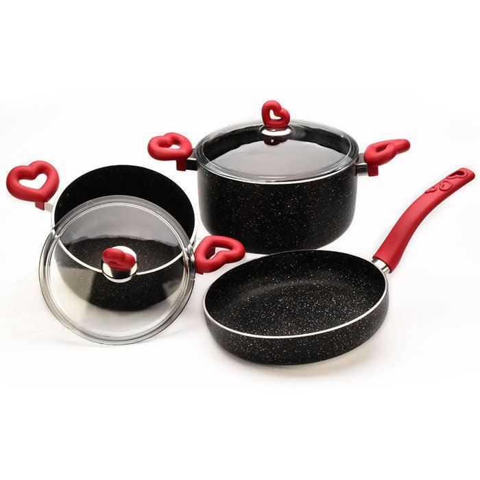 Acrochef 5 Piece Non-Stick Cookware Set with Glass Lid - VALENTINE 5