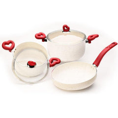 Acrochef 5 Piece Non-Stick Cookware Set with Glass Lid - VALENTINE 5