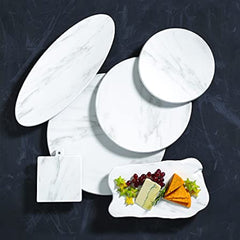 American Metalcraft MW171 17" Round Faux White Marble Melamine Serving Board