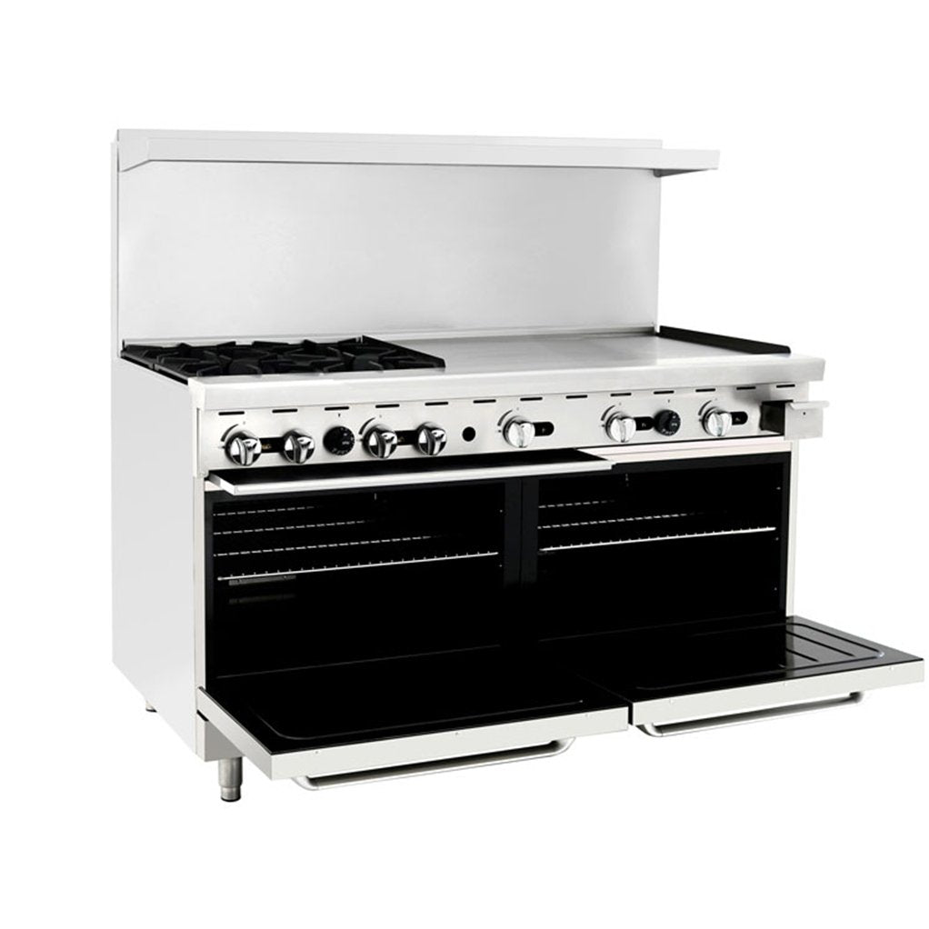 Atosa AGR-4B36GR 60" Gas 4-Burner Range with 36" Right Griddle Top - 257,000 BTU