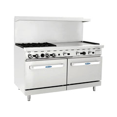 Atosa AGR-4B36GR 60" Gas 4-Burner Range with 36" Right Griddle Top - 257,000 BTU