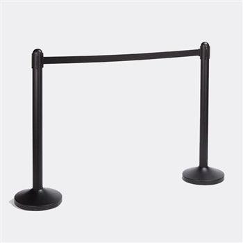 American Metalcraft Black Matte Crowd Control / Guidance Stanchion with 84" Black Retractable Belt - AMRSBPBL