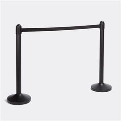 American Metalcraft Black Matte Crowd Control / Guidance Stanchion with 84" Black Retractable Belt - AMRSBPBL