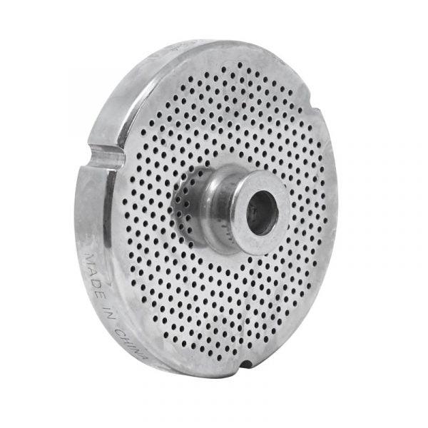 #32 Stainless Steel Machine Plate with Hub, Triple Notch, and Flat Sides - 3-15/16" Diameter, 5/64" Hole Size - 11155