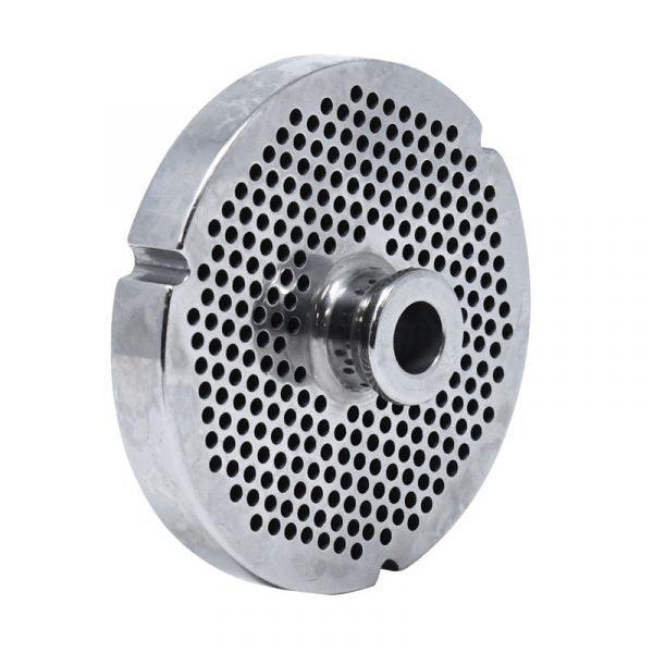 #32 Stainless Steel Machine Plate with Hub and Triple Notch - 3-15/16" Diameter, 1/8" Hole Size - 23553