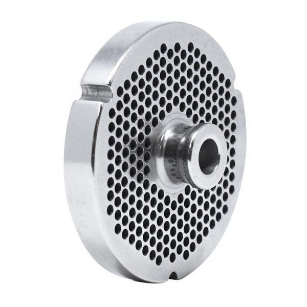 #32 Stainless Steel Machine Plate with Hub and Triple Notch - 3-15/16" Diameter, 5/32" Hole Size - 23554