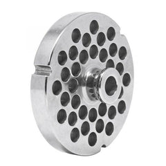 #32 Stainless Steel Machine Plate with Hub and Triple Notch - 3-15/16" Diameter, 3/8" Hole Size - 23564