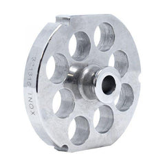 #32 Stainless Steel Machine Plate with Hub, Triple Notch, and Flat Sides - 3-15/16" Diameter, 13/16" Hole Size - 24010