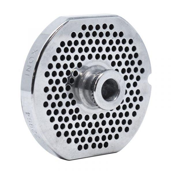 #22 Stainless Steel Machine Plate with Hub, Single Notch, and Flat Sides - 3-1/4" Diameter, 9/64" Hole Size - 40306