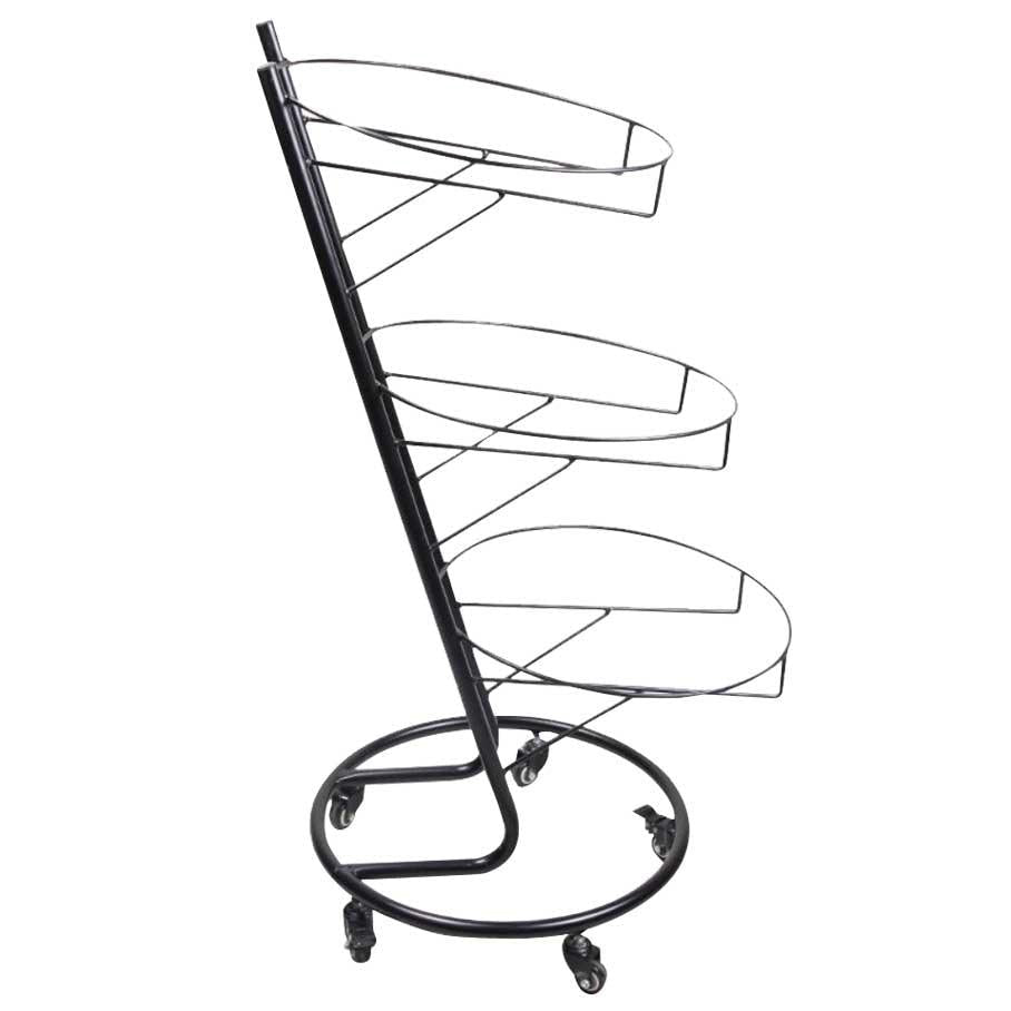 3-Tier Black Display Stand with 5 Wheels - 44294