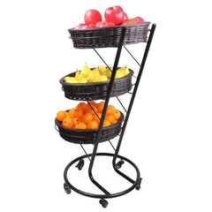3-Tier Black Display Stand with 5 Wheels - 44294